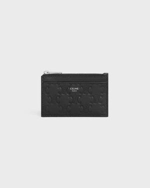 Celine Triomphe Zippered Card Holder - Black