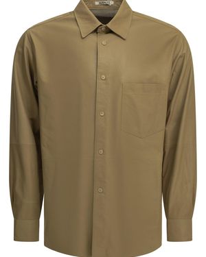 AURALEE Casual Leather Shirt - Green