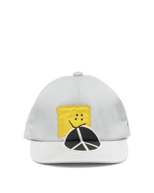 Kapital Chino Peckish Peace Baseball Cap Light - White