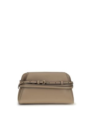 Moschino Belt-Detail Clutch - Grey