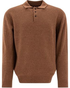 Beams Plus Wool Polo Jumper - Brown