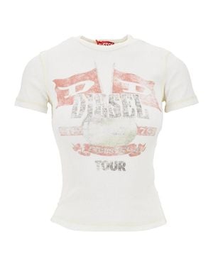 DIESEL 'Marsy' Ribbed Cotton T-Shirt - White