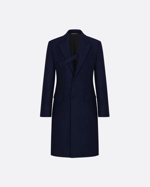 Dior Virgin Wool Long Coat - Blue
