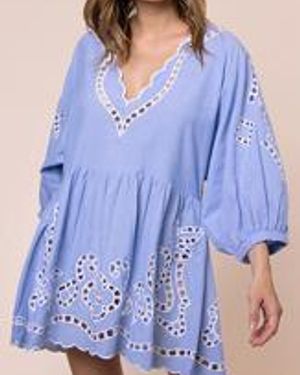 Juliet Dunn Cotton Dress - Blue
