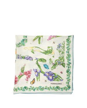 Ferragamo "Eden Shoes" Silk Scarf - Green