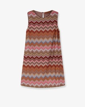 Missoni Short Viscose Dress With Chevron Pattern - Red