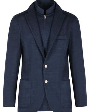 Eleventy Dark Cotton Blend Blazer - Blue