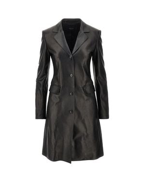 Gucci Nappa Leather Single-Breasted Coat - Black