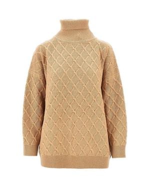Max Mara Lozenge Wool Cashmere Sweater - Natural