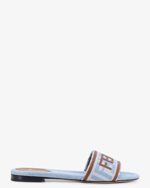 Fendi Sunshine Ff Denim Sandals - White