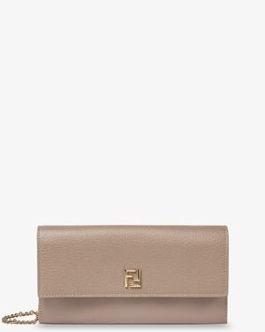 Fendi Continental Leather Crossbody Bag - Natural