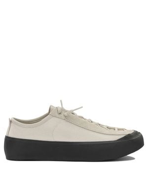 Stone Island Mixed Leather And Fabric Trainers - White