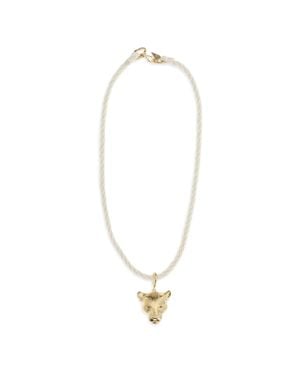 forte_forte Sculpture Necklace With Puma Pendant - White