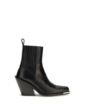 Rabanne Rabanne Leather Cowboy Ankle Boots - Black