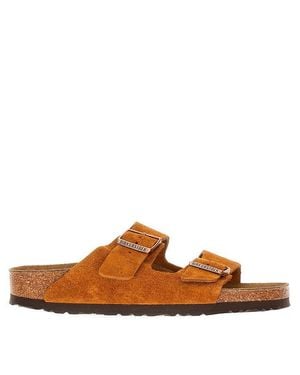 Birkenstock Suede Leather 'Arizona' Slides - Brown