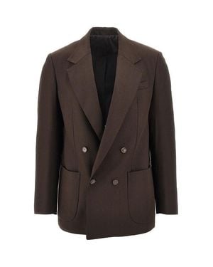 MARSĒM Gabardine Double-Breasted Jacket - Brown