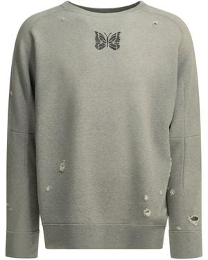 Needles Deconstructed Cotton Crewneck Sweatshirt - Grey