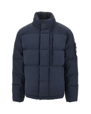 Stone Island Cotton Nylon Tela Down Jacket - Blue