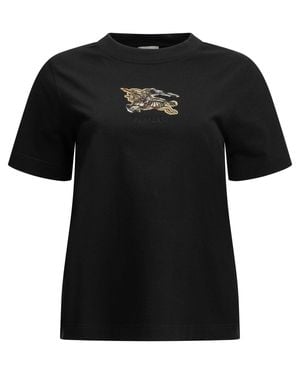 Burberry Knight Check Crew-Neck T-Shirt - Black