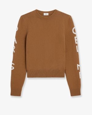 Celine Wool Sweater With Logo Inlay - Brown