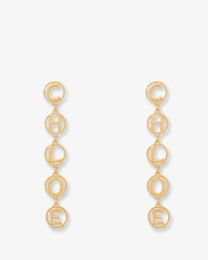 Chloé Brass Script Earrings - White