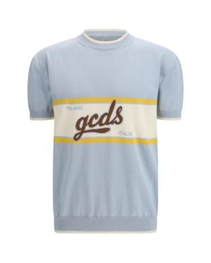 Gcds Logo Script Crewneck Pale - Blue