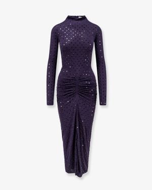 Alaïa Long Viscose Dress With Rhinestones - Blue