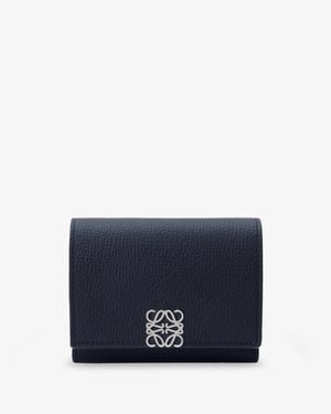 Loewe Anagram Trifold Leather Wallet - Blue