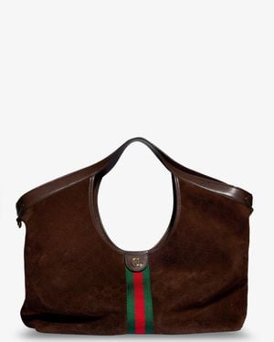 Gucci Giglio Perforated Suede Shopping Bag - Brown