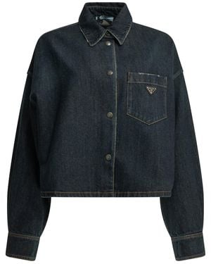 Prada Denim Jacket With Logo - Black
