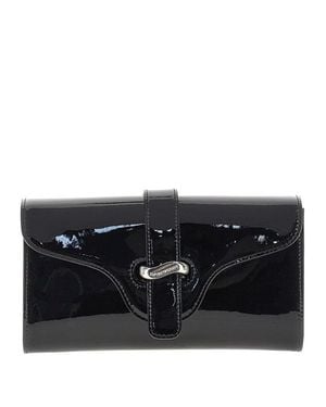 Emporio Armani Patent Leather Clutch With Chain - Black