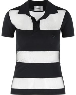 Coperni 'Striped' Cotton Blend Polo Shirt - Black