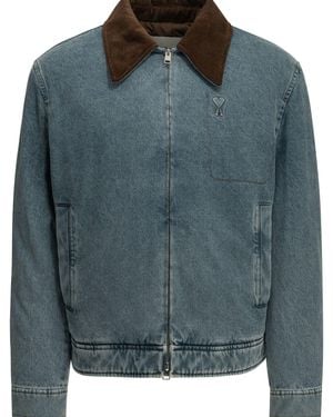 Ami Paris "Ami De Coeur" Denim Jacket - Green