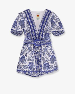 FARM Rio Shell Garden Cotton Jumpsuit - Blue