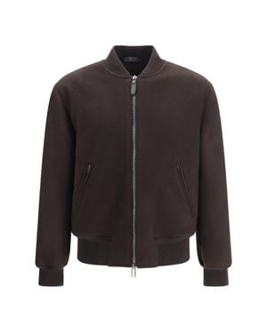 Brioni Wool And Cashmere Zip-Up Bomber Jacket - Black