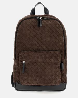 Bottega Veneta Leather Backpack Intrecciato - Brown