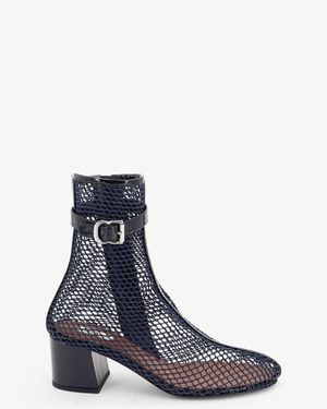 Alaïa Fishnet 55 Mesh And Patent Leather Boots - Blue