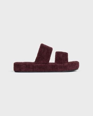 Celine Triomphe Slides Sponge Fabric Bordeaux - Red