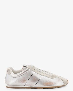Miu Miu Plume Vintage Leather Trainers - White
