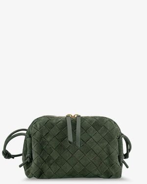Bottega Veneta Concert Pochette Suede Crossbody Bag - Green