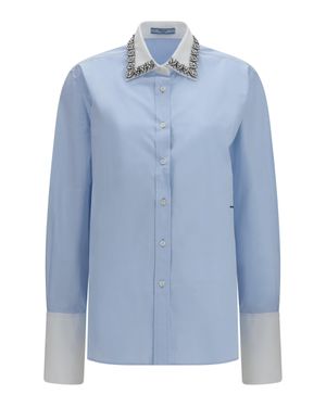Prada Jewel-Embellished Collar Shirt - Blue