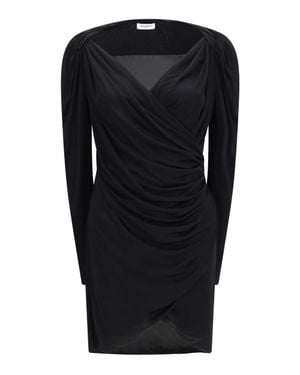 Balmain Draped Jersey Mini Dress - Black