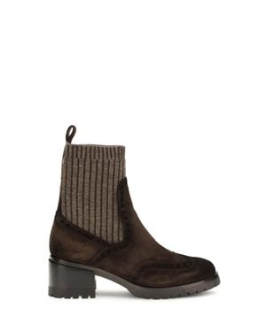 Santoni Suede Ferret Boots - Black