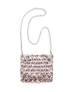 Self-Portrait Crystal Mesh Pouch - White
