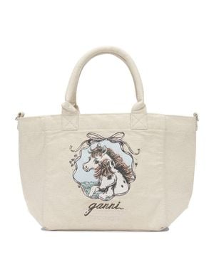 Ganni Easy Pony Medium Handbag - White