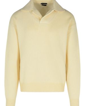 Tom Ford Cream Cashmere Blend Jumper - Yellow