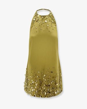 retroféte Mini Dress With Sequins And Rhinestones - Green