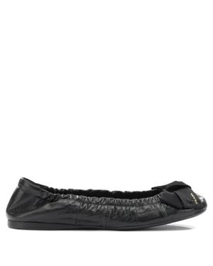 Prada Shiny Leather Ballet Flats - Black