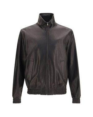 Valentino Leather Zip Jacket Nero - Grey