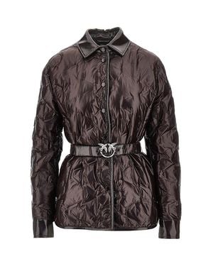 Pinko Padded Nylon Jacket With Belt - Black